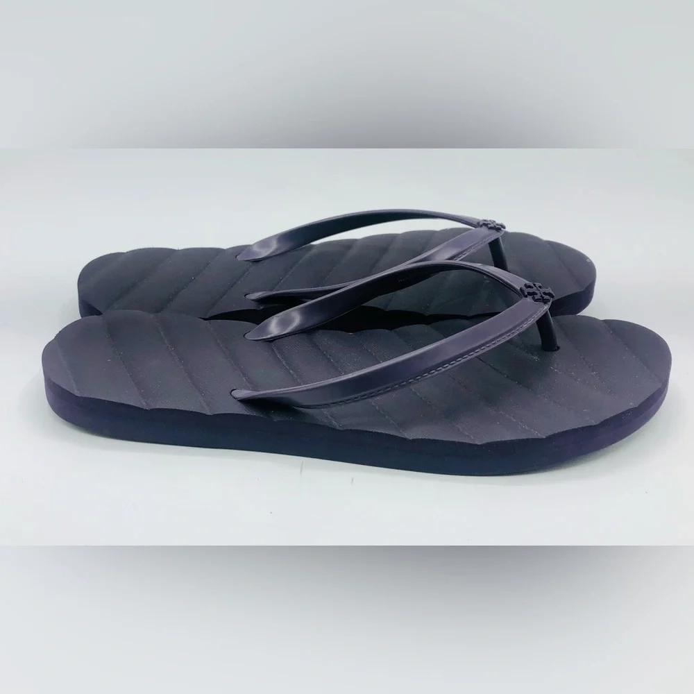 Womens Tory Burch Kira Purple Quilted Casual Thong Flip Flops Sandals Size 11M